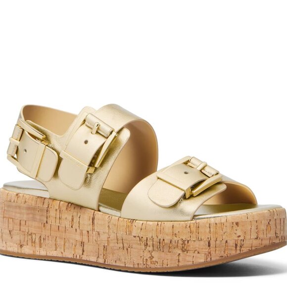 Michael Kors Colby Flatform Sandal Women's Gold 8 - Picture 1 of 2